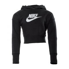 Кофта Nike G NSW CLUB FT CROP HOODIE HBR DC7210-010, Цвет: черный, Размер производителя: 137-147