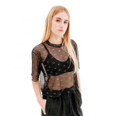 Футболка Nike W NSW AIR AOP MESH SS CROP TOP DV8245-010, Колір: чорний, Розмір виробника: L