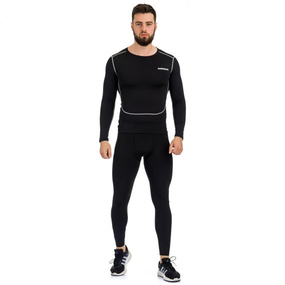 Термобілизна комплект футболка + штани Europaw PRO Sport, Колір: чорний, Розмір виробника: L