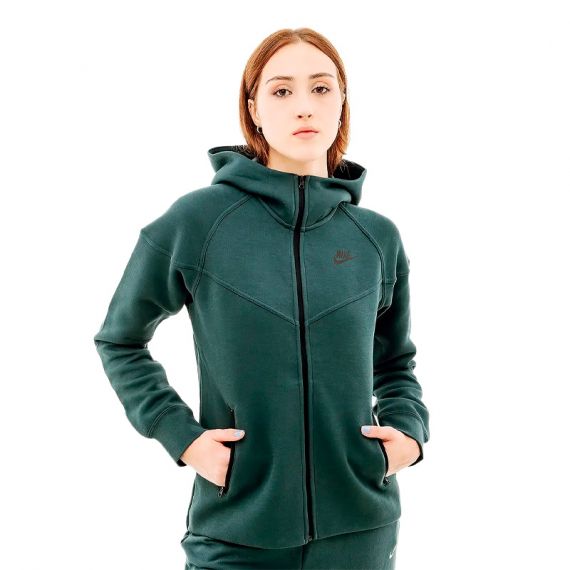 Кофта Nike Sportswear Tech Fleece Windrunner WomenS Full-Zip Hoodie FB8338-328, Колір: темно-зелений, Розмір виробника: XS