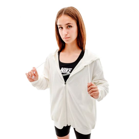 Кофта Nike W NSW JRSY OS FZ HOODIE DM6415-133, Колір: білий, Розмір виробника: L
