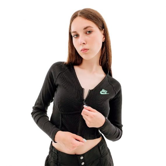 Кофта Nike W NSW LS TOP RIB SW FJ5220-010, Колір: чорний, Розмір виробника: L