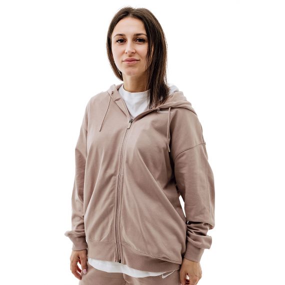 Кофта Nike W NSW JRSY OS FZ HOODIE DM6415-272, Колір: бежевий, Розмір виробника: S