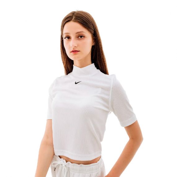 Футболка Nike W NSW ESSNTL RIB MOCK SS TOP DV7958-100, Колір: білий, Розмір виробника: М