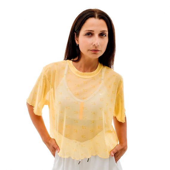 Футболка Nike W NSW AIR AOP MESH SS CROP TOP DV8245-795, Колір: жовтий, Розмір виробника: М