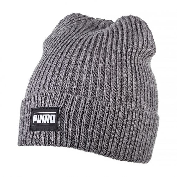Шапка PUMA Ribbed Classic Cuff Beanie 2403803, Колір: сірий, Розмір: Дорослий