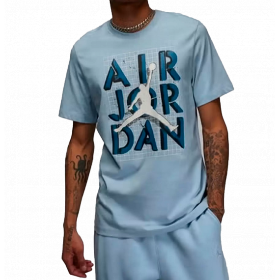Футболка JORDAN M J BRAND JM STACK SS CREW FN5978-436, Колір: блакитний, Розмір виробника: XL